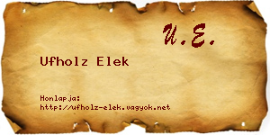 Ufholz Elek névjegykártya